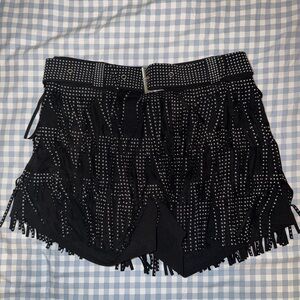 Altar'd State Black Studded Fringe Shorts